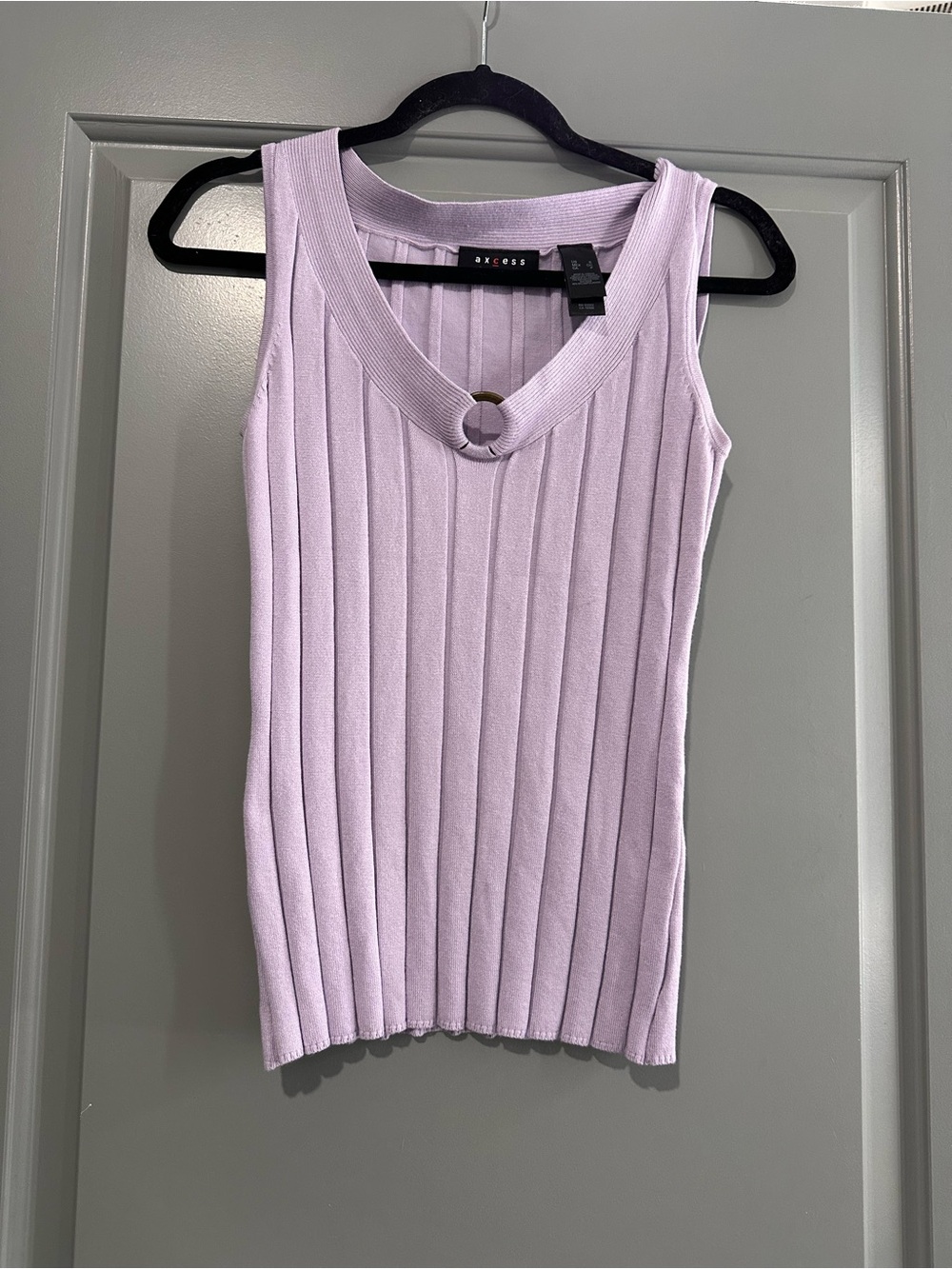 Axcess Lavender Ribbed Tank with Ring Detail